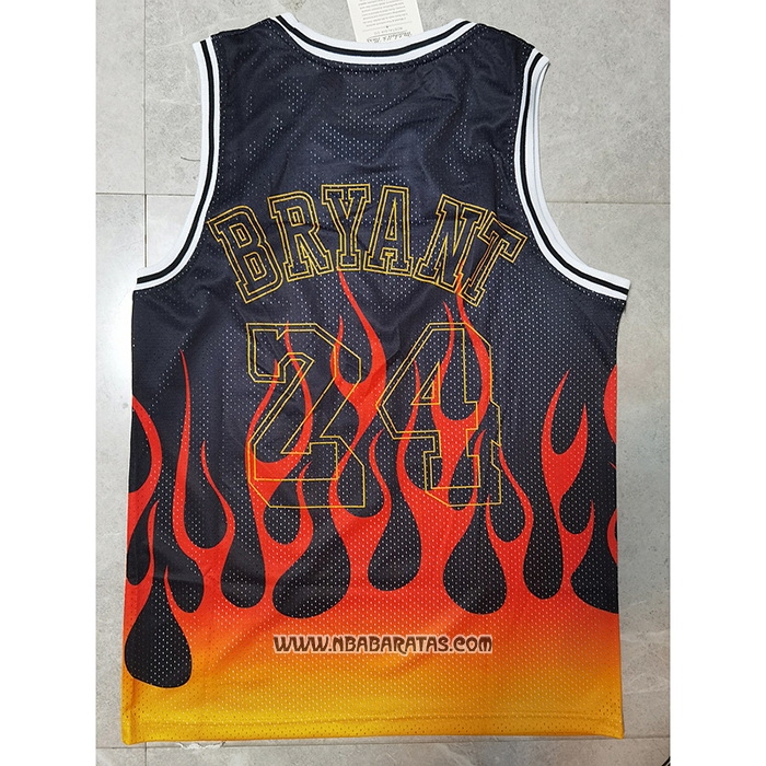 Camiseta Los Angeles Lakers Kobe Bryant #24 Flames Negro